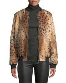 Lafayette 148 New York Melrose Zip-Front Leopard-Print Tech Cloth Bomber Jacket at Neiman Marcus