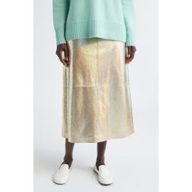 Lafayette 148 New York Metallic Stardust Suede A-Line Midi Skirt at Nordstrom