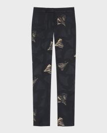 Lafayette 148 New York Mid Rise Straight Leg Metallic Jacquard Pants at Neiman Marcus