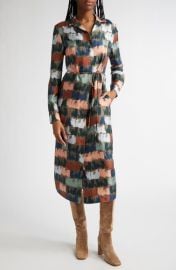 Lafayette 148 New York Painter\'s Palette Print Long Sleeve Silk Shirtdress at Nordstrom