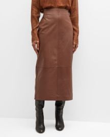 Lafayette 148 New York Paneled Leather Midi Pencil Skirt at Neiman Marcus