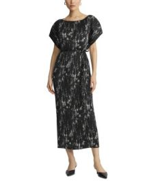 Lafayette 148 New York Plisse Belted Midi Dress Bloomingdales at Bloomingdales