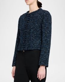 Lafayette 148 New York Pom Pom Trim Boucle Tweed Jacket at Neiman Marcus