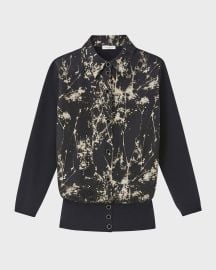 Lafayette 148 New York Printed Button-Down Sweater at Neiman Marcus