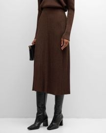 Lafayette 148 New York Ribbed Shimmer Knit Midi Skirt at Neiman Marcus