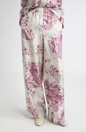 Lafayette 148 New York Riverside Spotted Glaze Print Wide Leg Silk Twill Pants at Nordstrom