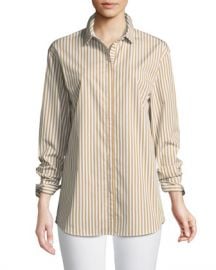 Lafayette 148 New York Sabira Saxony Striped Blouse at Neiman Marcus