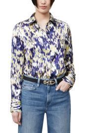 Lafayette 148 New York Scottie Autumn Haze Silk Blouse in Ember Orange Multi  at Nordstrom