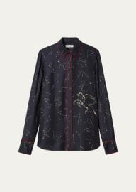 Lafayette 148 New York Scottie Constellation Print Silk Twill Blouse at Bergdorf Goodman