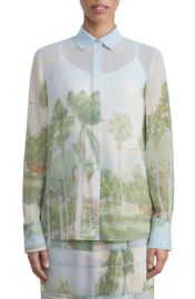 Lafayette 148 New York Scottie Park Print Georgette Blouse at Nordstrom