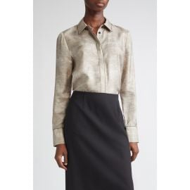 Lafayette 148 New York Scottie Piped Silk Top at Nordstrom