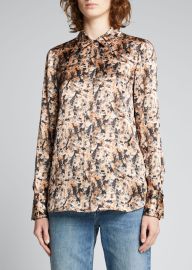 Lafayette 148 New York Scottie Printed Silk Blouse - at Bergdorf Goodman