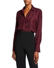 Lafayette 148 New York Scottie Printed Silk Blouse at Neiman Marcus