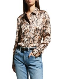 Lafayette 148 New York Scottie Printed Silk Blouse at Neiman Marcus