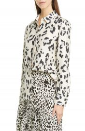 Lafayette 148 New York Scottie Spot Print Silk Shirt   Nordstrom at Nordstrom