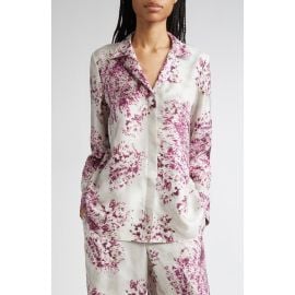 Lafayette 148 New York Scottie Spotted Glaze Print Silk Twill Button-Up Shirt at Nordstrom