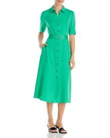 Lafayette 148 New York Short-Sleeve Belted Shirtdress at Neiman Marcus