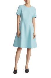 Lafayette 148 New York Short Sleeve Wool Blend Fit Flare Dress at Nordstrom