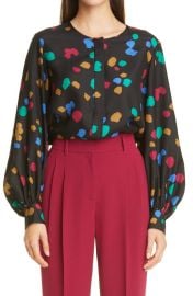 Lafayette 148 New York Sicilia Scatter Dot Print Silk Blouse at Nordstrom Rack