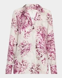 Lafayette 148 New York Splatter Print Silk Twill Blouse at Neiman Marcus