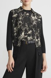 Lafayette 148 New York Tree Print Mixed Media Cardigan at Nordstrom