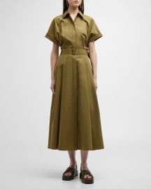 Lafayette 148 New York Upland Shirtdress w Self-Belt at Neiman Marcus