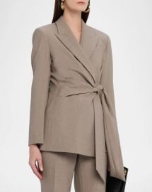 Lafayette 148 New York Wrap Front Stretch Wool Blazer at Neiman Marcus