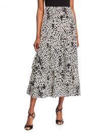 Lafayette 148 New York Zia Cheetah Print Tiered Silk Skirt at Neiman Marcus