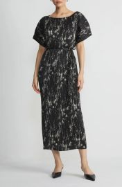 Lafayette 148 Plisse Belted Midi Dress at Nordstrom