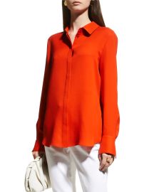 Lafayette 148 Scottie Silk Button Down Blouse at Neiman Marcus