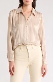 Lagence Argo Metallic Stripe Long Sleeve Button Up Shirt at Nordstrom Rack