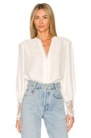 Lagence Ava Lace Cuff Blouse In Ivory at Revolve