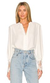 Lagence Ava Lace Cuff Blouse In Ivory at Revolve