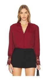 Lagence Ava Lace Cuff Blouse In Syrah at Revolve