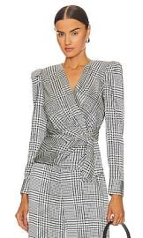 Lagence Bensen Wrap Blouse In Ivory Black Plaid at Revolve