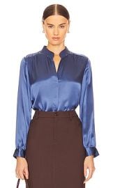 Lagence Bianca Band Collar Blouse In Blue Horizon at Revolve