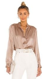 Lagence Bianca Band Collar Blouse In Pecan at Revolve