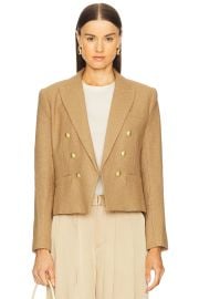 Lagence Brooke Double Breasted Cropped Blazer In Latte Gold at Revolve