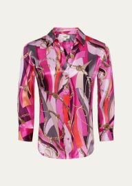 Lagence Dani Belt Swirl Printed Silk Blouse at Bergdorf Goodman