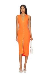 Lagence Domino Sleeveless Button Dress In Tangerine at Revolve