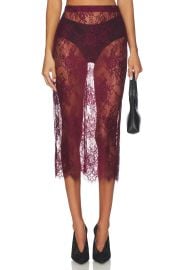 Lagence Makena Lace Pencil Skirt In Dark Port at Revolve
