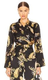 Lagence Olive Wrap Blouse In Black Paisley at Revolve