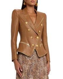 Lagence Ottilie Leather Zip Blazer at Neiman Marcus