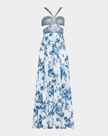 Lagence Painterly Floral Annistyn Embellished Gown at Neiman Marcus