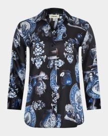 Lagence Porcelain Dani Silk Blouse at Neiman Marcus