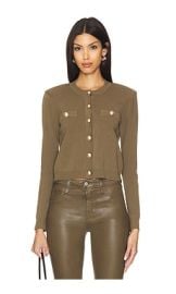 Lagence Toulouse Crop Cardi In Pine Gold at Revolve