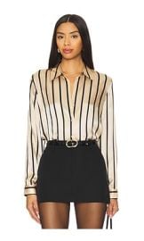 Lagence Tyler Long Sleeve Blouse In Almond Black at Revolve