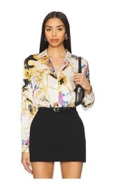 Lagence Tyler Long Sleeve Blouse In White Black Renaissance at Revolve