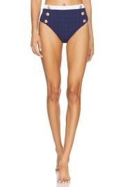 Lagence Vanessa High Waisted Bikini Bottom In Color Block Chic Marine at Revolve