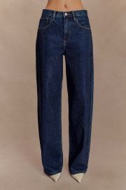 Laina Mid Rise Diamante Denim Jeans - Midnight Blue vert MESHKI US at Meshki